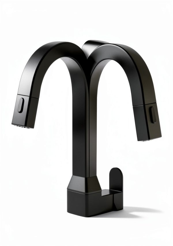 DAYONE Kitchen Faucet Black 360 Swivel Dual Sprayer DAY-CR2232-4