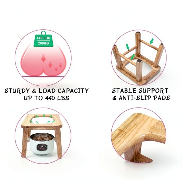 Wood Yoni Steaming Seat wooden steam Seat with four legs,Steaming Chair V Steam at Hom eattachment H 14.7in,yoni seat for women v steam (No Steamer)-3