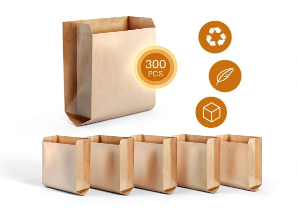 300 Pcs Waxed Kraft Feminine Hygiene Liner Bag, Business Restroom Bathroom Personal Dispensers 7.5 x 10" Waste Receptacle Paper Liners, Sanitary Napkin Disposal Bags, Kraft Bag-1